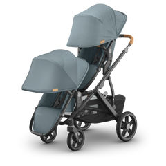 UPPAbaby Vista V3 Stroller Dillan Stone Blue Carbon Frame Sand Leather