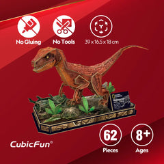 CubicFun National Geographic 3D Puzzle Velociraptor Dinosaur 63 Pieces