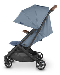 UPPAbaby Minu V2 Stroller Charlotte Coastal Blue Mélange Carbon Frame Saddle Leather