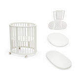 Stokke Sleepi Mini White with Extension and Mini Bed Mattress Bundle