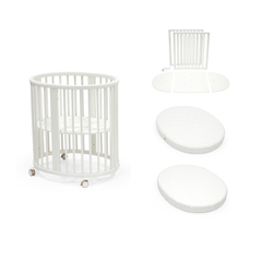 Stokke Sleepi Mini White with Extension Mattress and Fitted Sheet Bundle