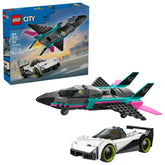 Lego City Jet vs Car - Kids Building Set, Action-Packed Construction Toy