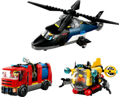 Lego Helicopter Firetruck & Submrine