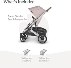 UPPAbaby Cruz V2 Stroller Alice Dusty Pink Silver Frame Saddle Leather