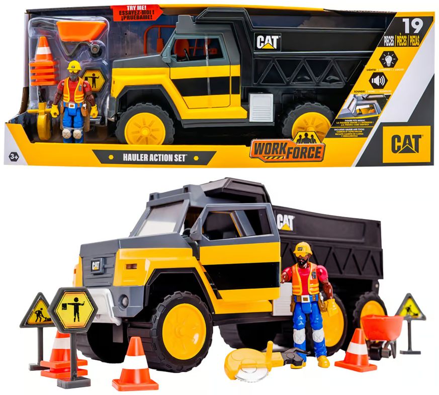 CAT Workforce Hauler Playset Construction Truck With Figure Tools CAT Workforce Hauler Playset Construction Truck With Figure Tools