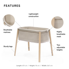 Stokke Snoozi Sandy Beige Portable Baby Bassinet for Newborns