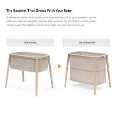 Stokke Snoozi Sandy Beige Portable Baby Bassinet for Newborns