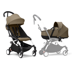 Stokke YOYO³ Stroller White Frame Newborn & 6+ Bundle - Toffee