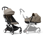 Stokke YOYO³ Stroller White Frame Newborn & 6+ Bundle - Taupe