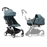 Stokke YOYO³ Stroller White Frame Newborn & 6+ Bundle - Aqua