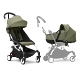 Stokke YOYO³ Stroller White Frame Newborn & 6+ Bundle - Olive