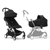 Stokke YOYO³ Stroller White Frame Newborn & 6+ Bundle - Black