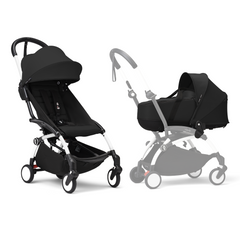 Stokke YOYO³ Stroller White Frame Newborn & 6+ Bundle - Black