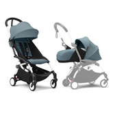 Stokke YOYO³ Stroller White Frame Newborn & 6+ Bundle - Aqua