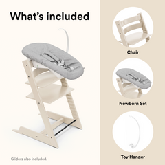 Stokke Tripp Trapp Chair Vanilla White with Grey Newborn Set Adjustable High Chair Bundle