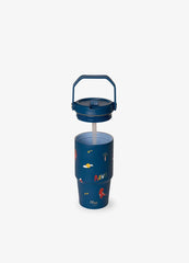 Citron Dino Insulated Stainless Steel Tumbler with Handle - 600 ml