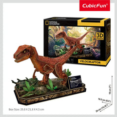 CubicFun National Geographic 3D Puzzle Velociraptor Dinosaur 63 Pieces
