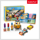 NGEO 3D Puzzle 2in1 Blast-Off Rocket & Racing Car 59 Pcs
