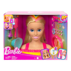 Barbie Deluxe Styling Head With Color Reveal Accessories And Blonde Neon Rainbow Hair
