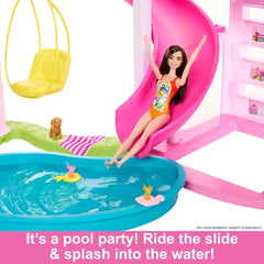 Barbie Dreamhouse Pool Party Doll House 3-Story Slide