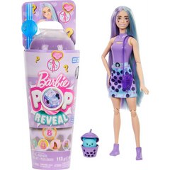 Barbie - Pop Reveal Bubble Tea Series Fashion Doll Taro Milk Scented with Puppy and 8 Color Changing Surprise Accessories