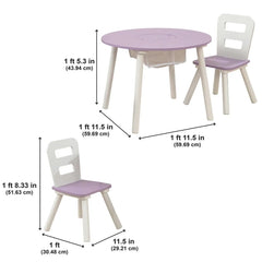 Round Storage Table & 2 Chair Set- Lavender