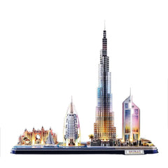 3D Puzzle City Line Dubai UAE 182pcs Battery Operated