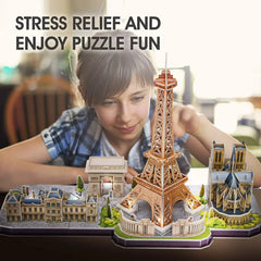 CubicFun 3D LED Puzzles City Line Paris 115-Pieces, Battery Operated