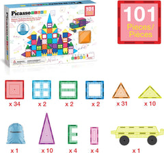 Picasso Magnetic Tiles Car Base with Carry Bag 101-Pieces