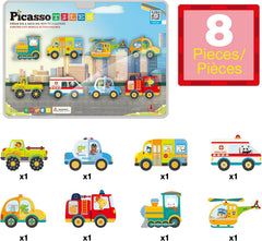 Picasso Magnetic Block Metro City Vehicles 8-Pieces