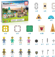 Picasso Magnetic Tiles Medieval Castle Theme 70-pieces