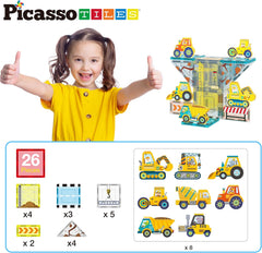 Picasso Magnetic Tiles Construction Set With 8 Truck