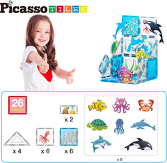 Picasso Magnetic Tiles Aquarium Marine Animal 26-Pieces