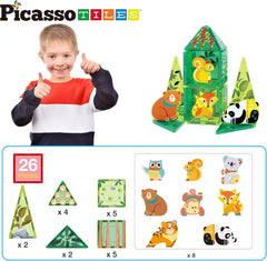 Picasso Magnetic Tiles Forest Animal Set 26-Pieces