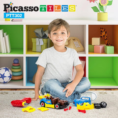 Picasso Magnetic Led Race Car Educational Constructable Kit 30-Pieces