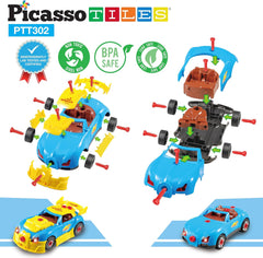 Picasso Magnetic Led Race Car Educational Constructable Kit 30-Pieces