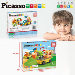 Picasso Magnetic Car Base Backhoe & Excavator 2-in-1 16-Pieces
