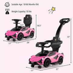 Factual Lamborghini Officially Licensed Push Car 3-in-1 Pink Battery Operated