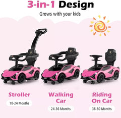 Factual Lamborghini Officially Licensed Push Car 3-in-1 Pink Battery Operated