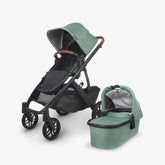 UPPAbaby Vista V2 Stroller Gwen Green Mélange Carbon Frame Saddle Leather