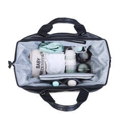 Childhome Mommy Bag Signature Simili Black Large Baby Diaper Travel Bag