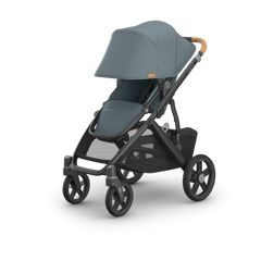 UPPAbaby Vista V3 Stroller Dillan Stone Blue Carbon Frame Sand Leather