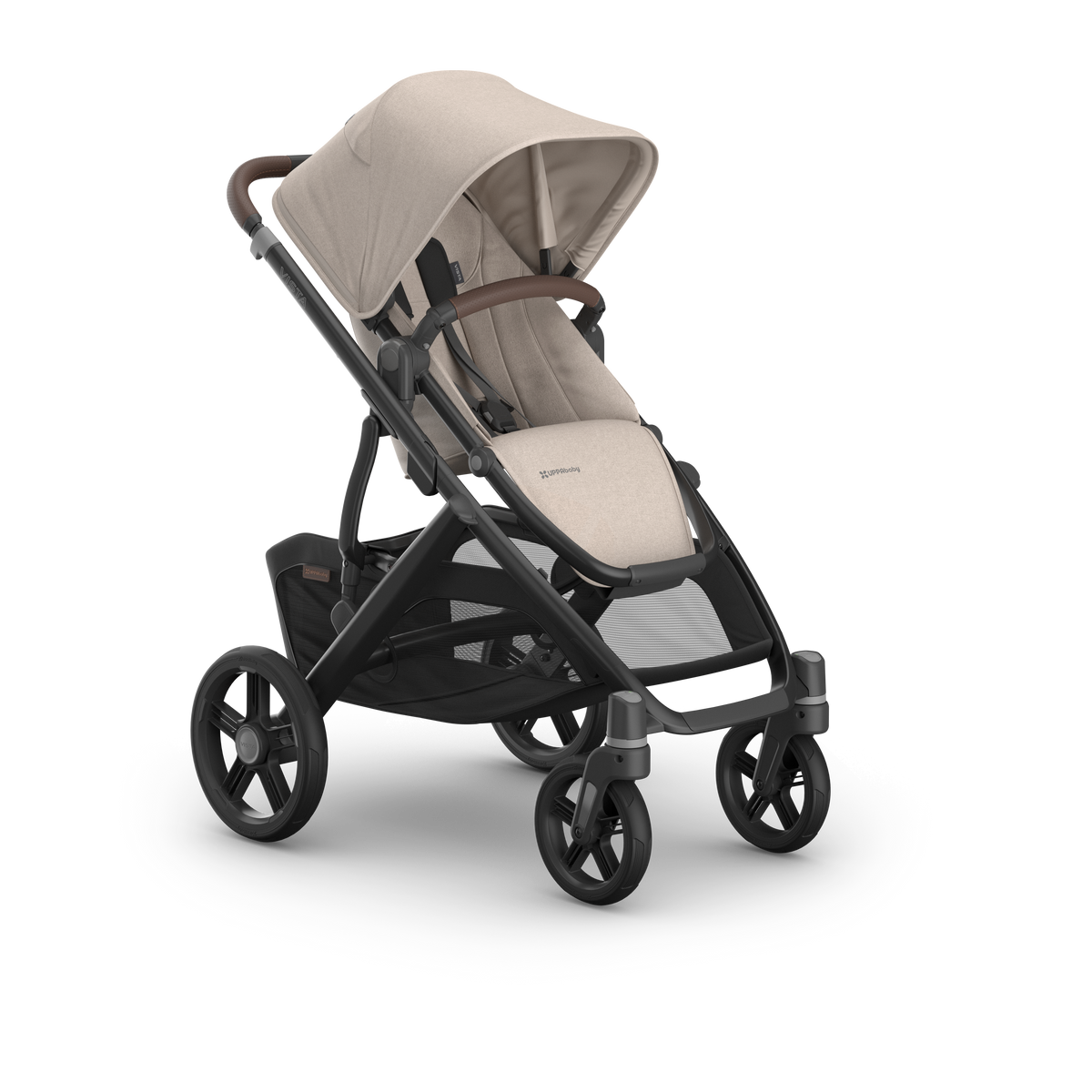 UPPAbaby Vista V3 Stroller Ada Sandstone Mélange Carbon Frame Chestnut Leather