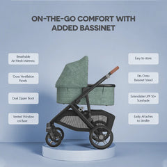 UPPAbaby Vista V3 Stroller Gwen Green Mélange Carbon Frame Saddle Leather