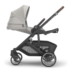 Uppababy Cruz V3 Stroller Savannah Pearl Gray Jacquard Carbon Frame Chestnut Leather