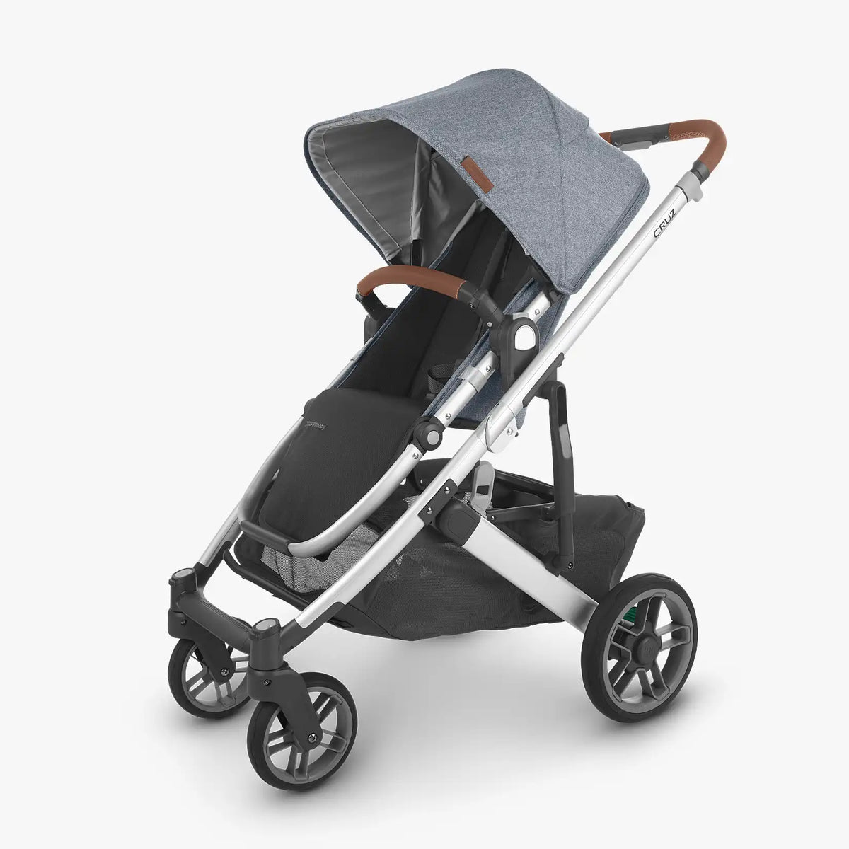 UPPAbaby Cruz V2 Stroller Gregory Blue Mélange Silver Frame Saddle Leather