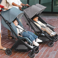 UPPAbaby Minu Duo Stroller Greyson Charcoal Mélange Carbon Frame Saddle Leather