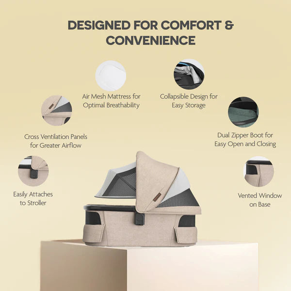 UPPAbaby Bassinet V3 Liam Oat Mélange Carbon Frame