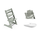Stokke Tripp Trapp High Chair Glacier Green with Baby Set and Tray Bundle