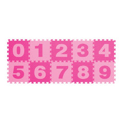 Power Joy Number Puzzle Mat 30x30cm 10-Piece Pink EVA Foam Learning Play Mat for Kids